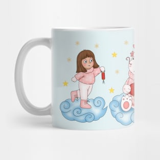 Girl brings lantern for cute dragon Mug